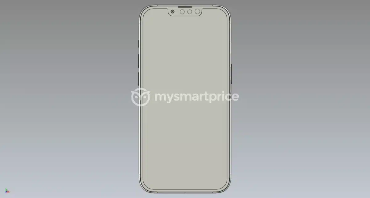 iPhone 14 前面の3D CAD画像