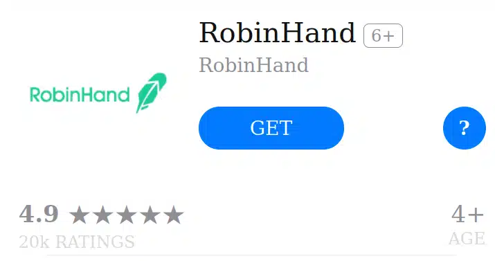 暗号通貨取引アプリ「RobinHood」に似せた偽のアプリへと誘導するApp Storeに似せた偽ページの画像