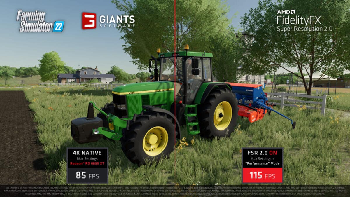 AMD FSR 2.0 Farming Simulator 22 screenshot 4K native vs Performance mode2