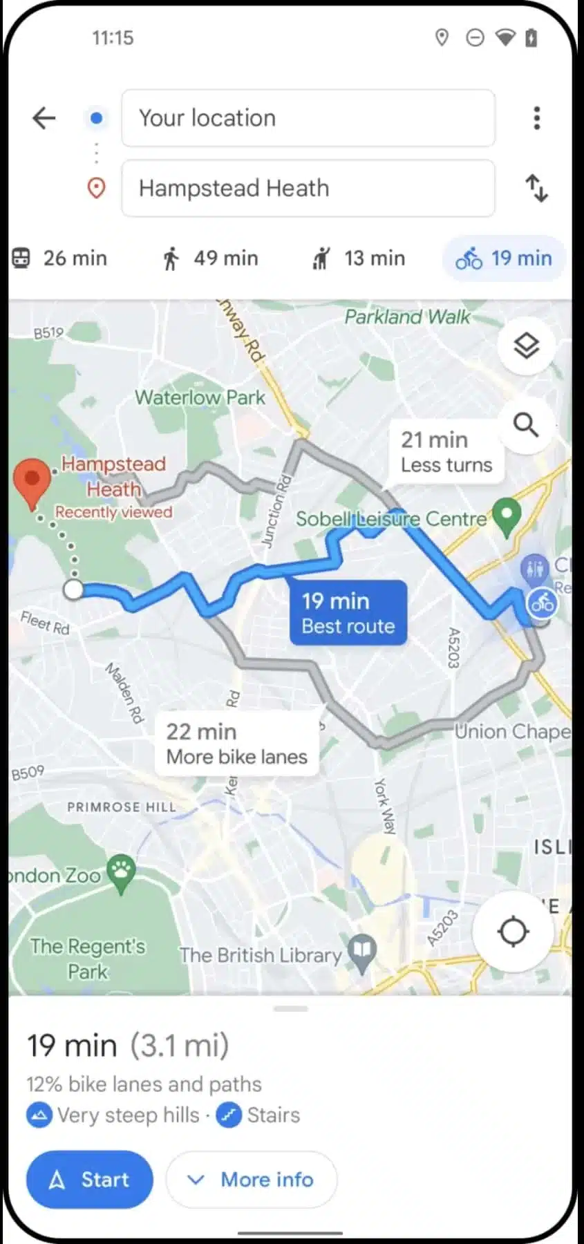 Google Maps cycling directions 1