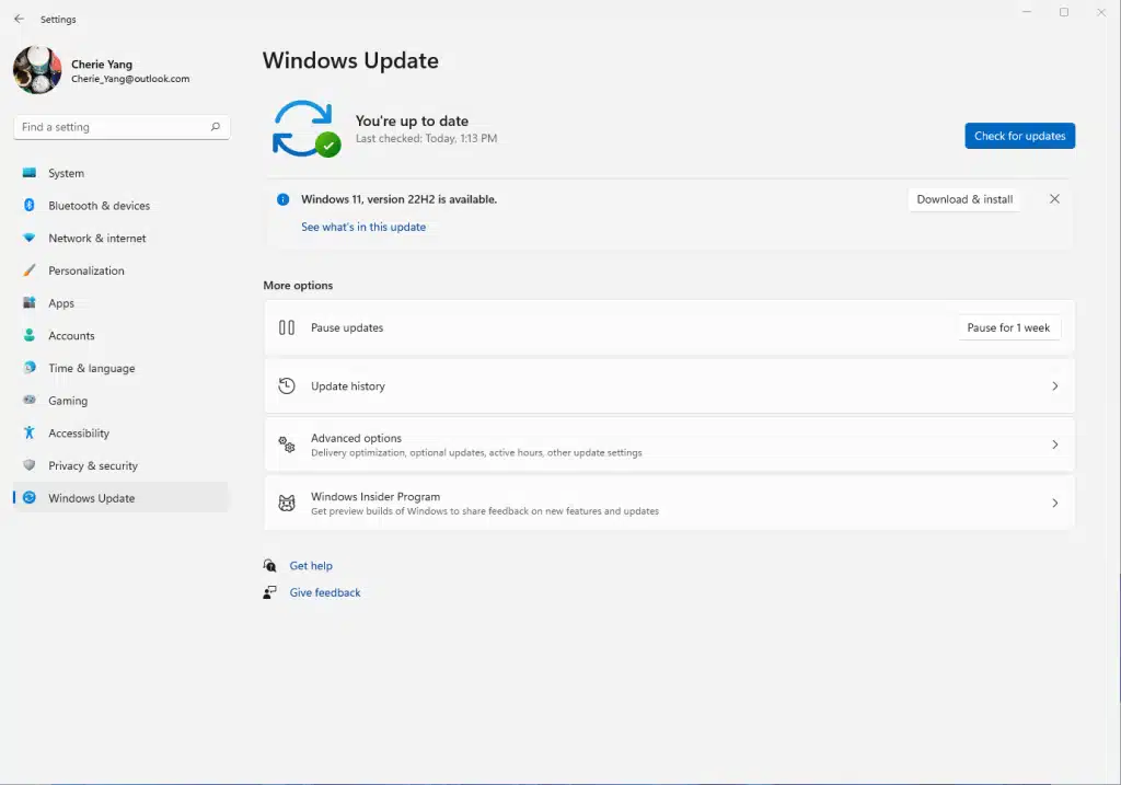Screenshot Windows 11 Windows 11 version 22H2 offered cherie 1024x717 1