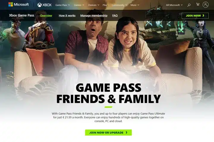 Xbox Game Pass ファミリープランが一部地域で提供開始、価格も判明