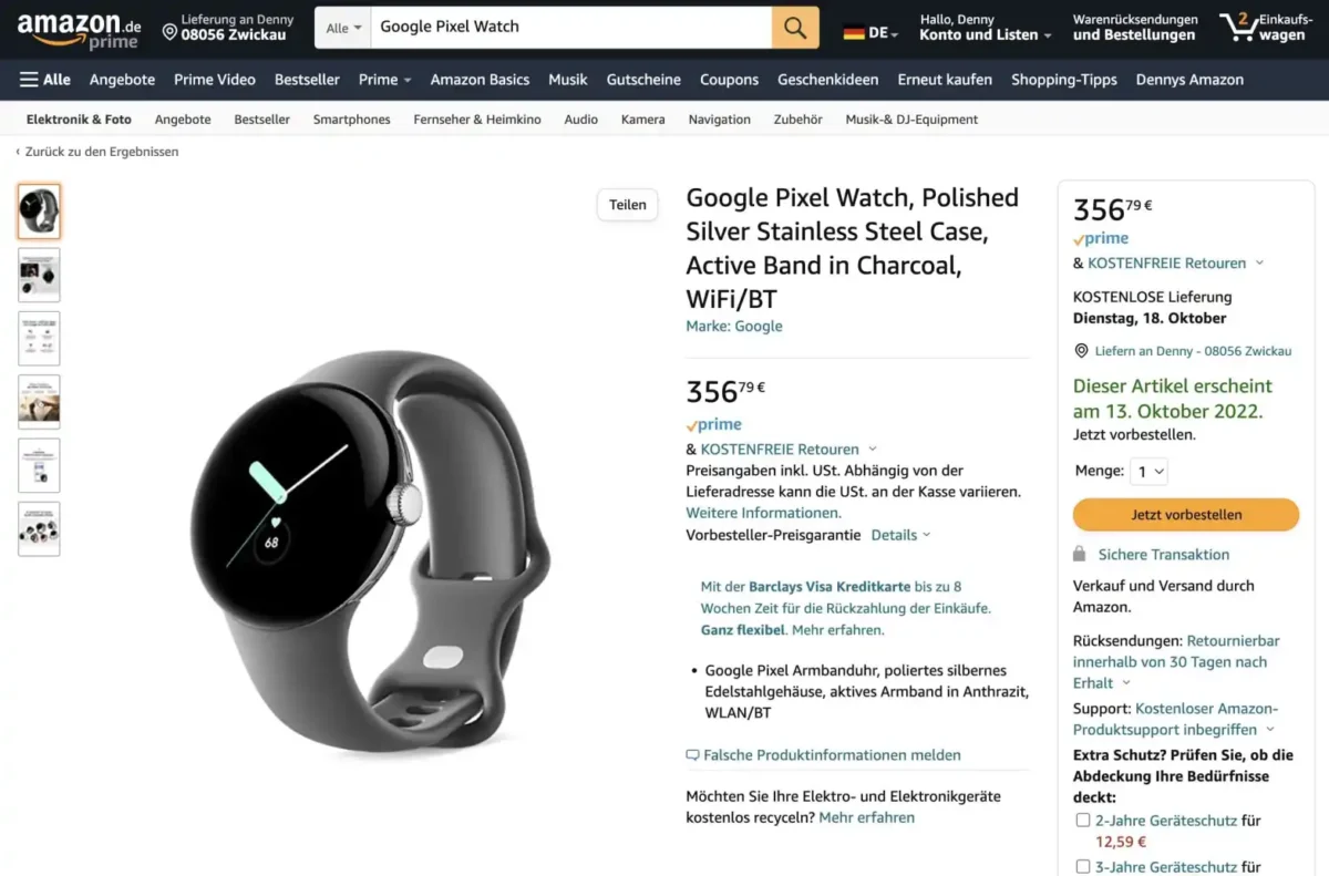 Pixel Watch Amazon.de