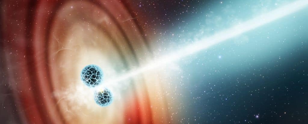 中性子星の衝突によって光速の99.97％という驚異的なスピードで物質が放出されていたことが判明