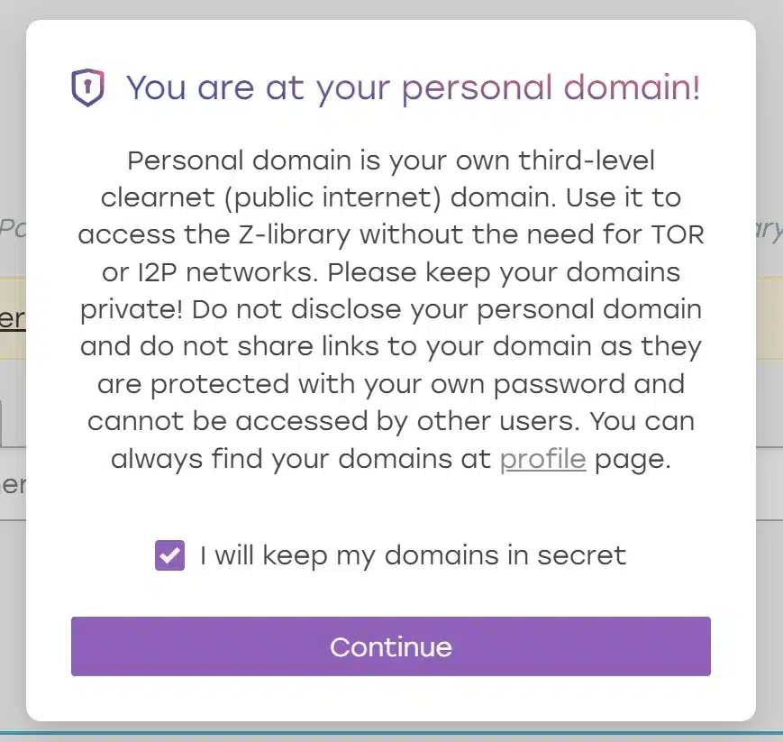 personal domain warning
