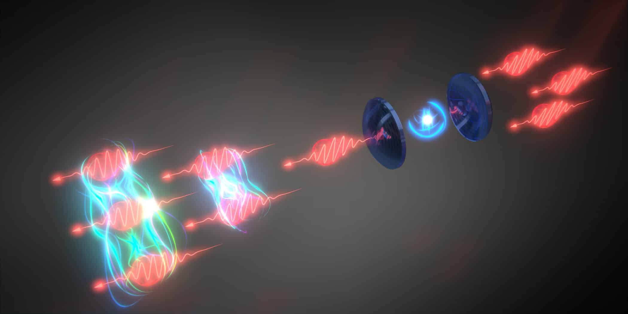 mahmoodian physics artists impression photons bound together after scattering off artificial atom cr