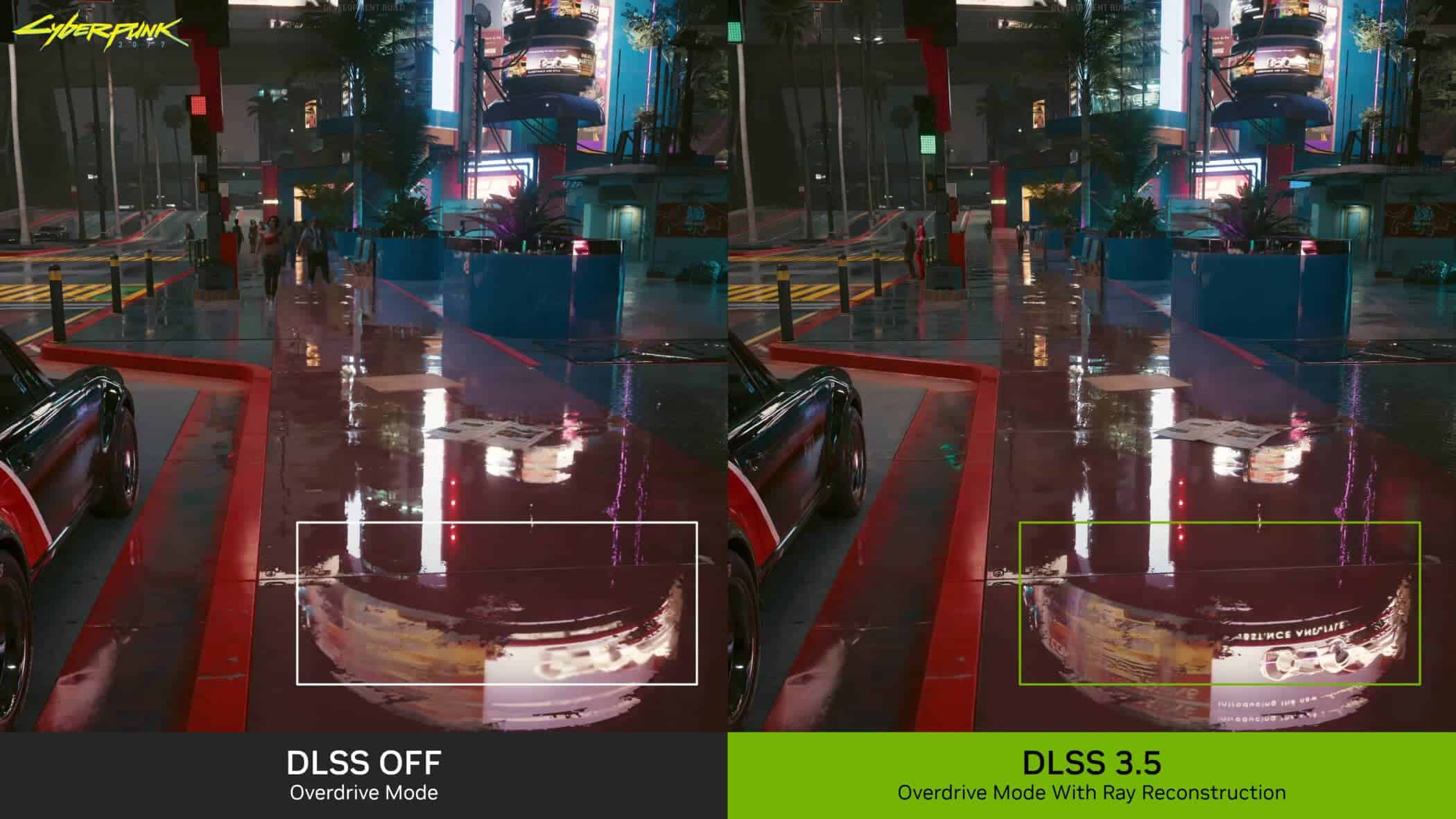 dlss 3 5 ray reconstruction improves cyberpunk 2077 reflections