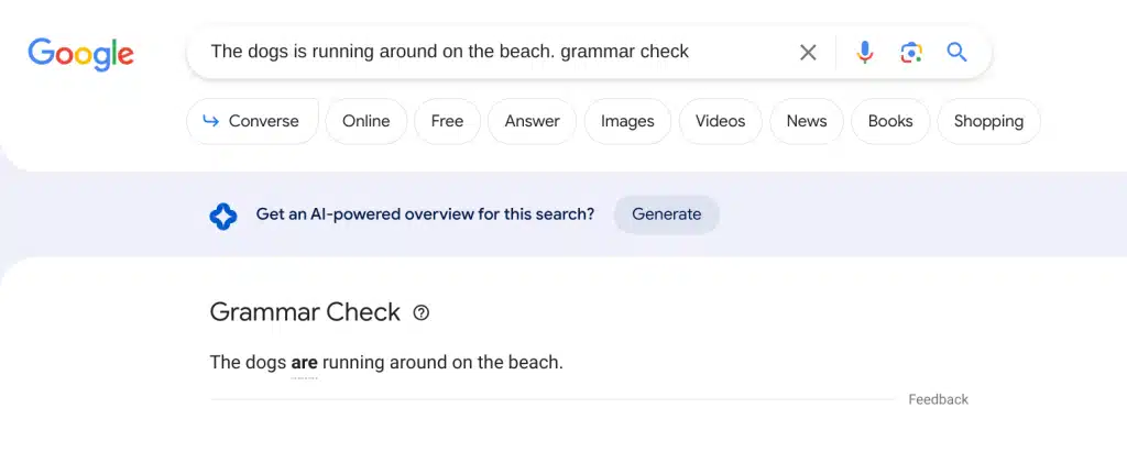 google search grammar check
