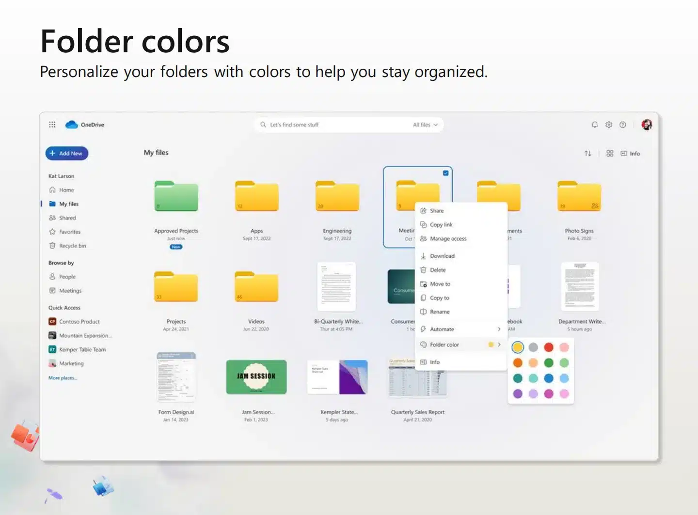 onedrive 3 folder colors